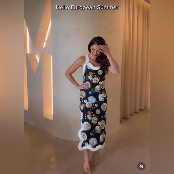 Farm Rio NWT Anthropologie Linen Sleeveless Scallop-Trim Slim Midi Dress size XS - Picture 11 of 16